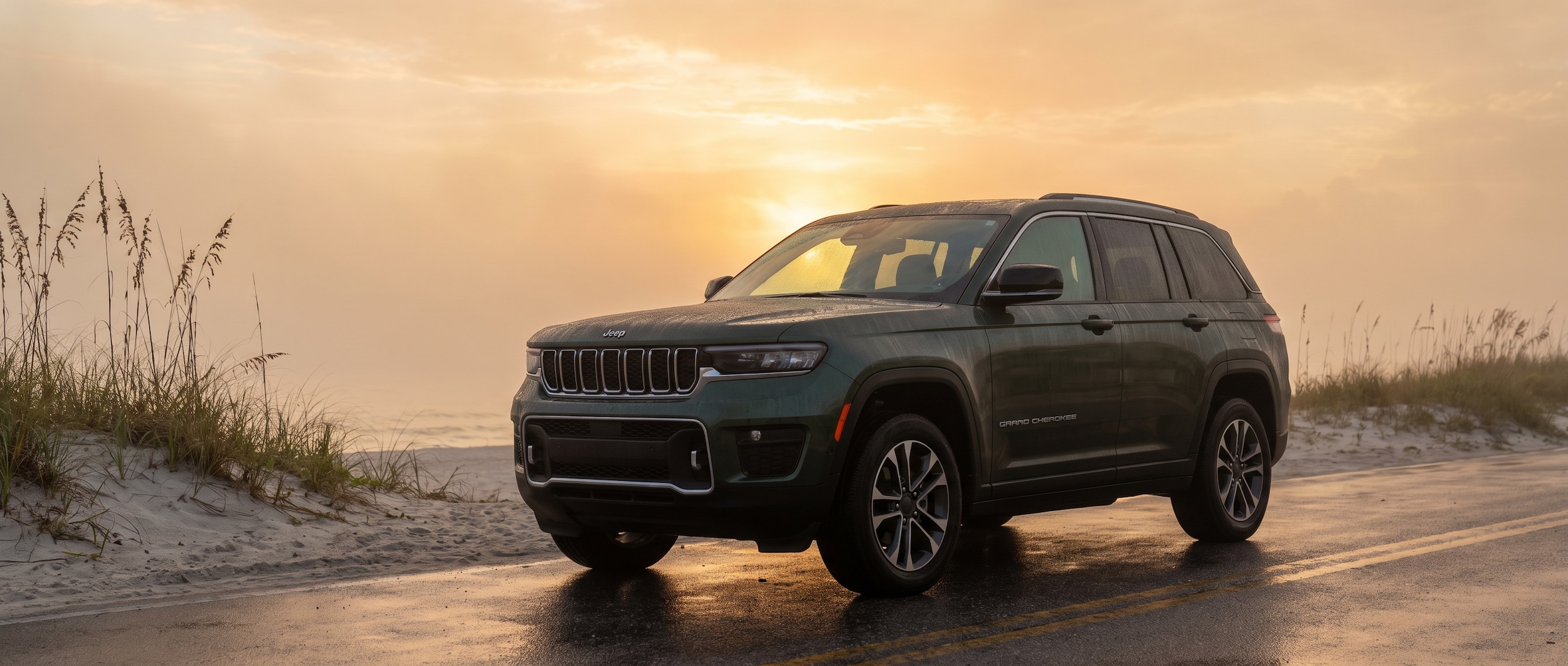 2026 Jeep Grand Cherokee with clear windshield on a humid summer morning in Panama City FL