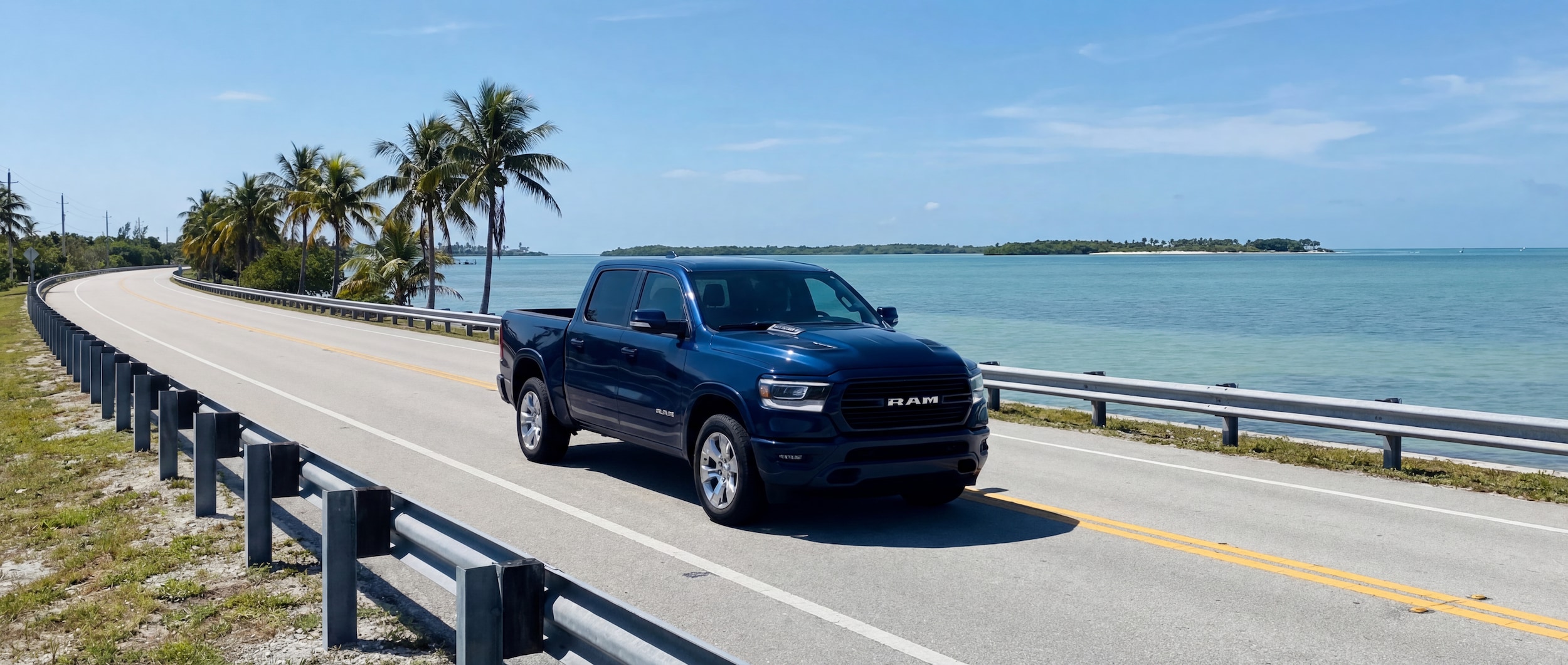 Ram 1500 test driving on US-98 coastal route in Panama City FL