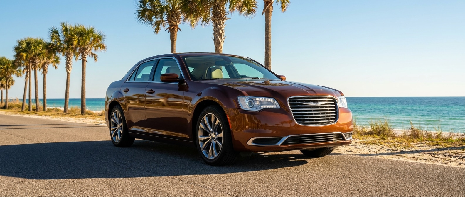 2026 Chrysler 300 parked on a sunny Gulf Coast road near Panama City FL