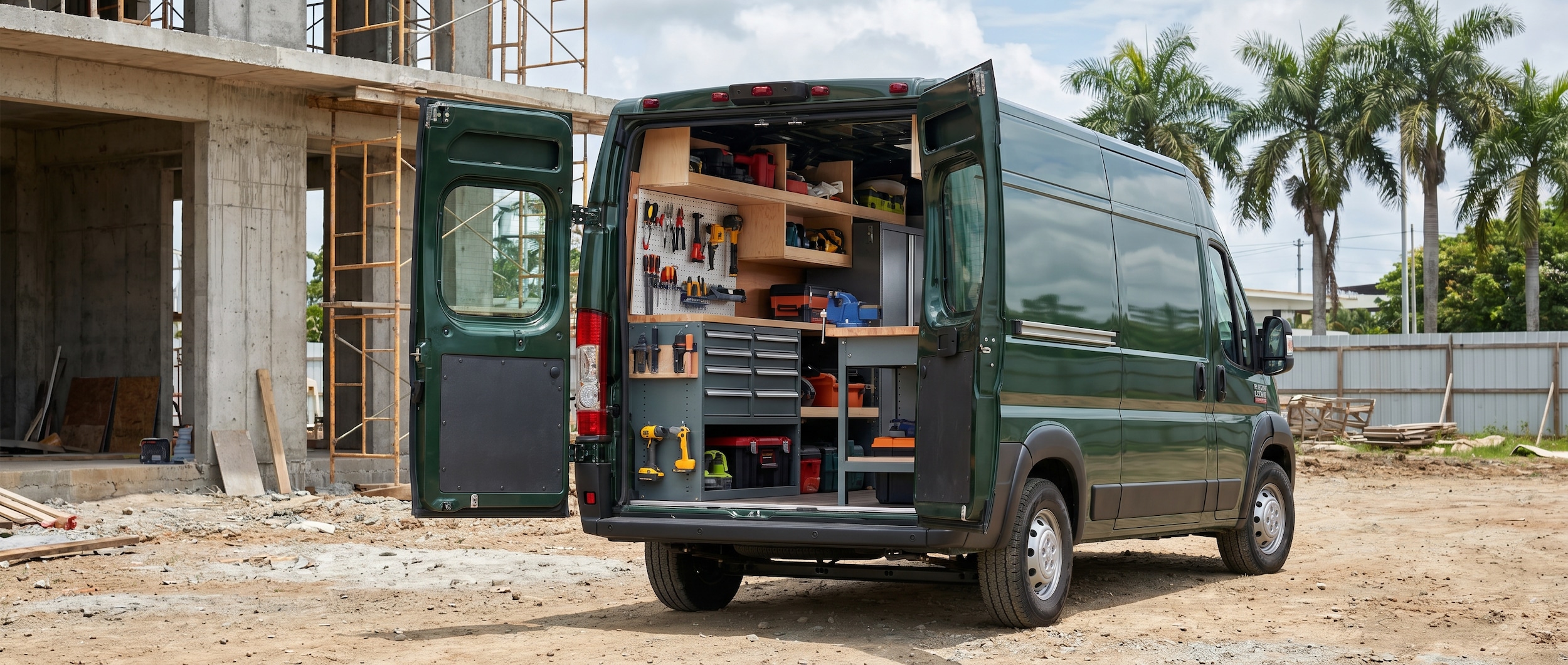 Ram ProMaster mobile workshop setup for contractors in Panama City, FL