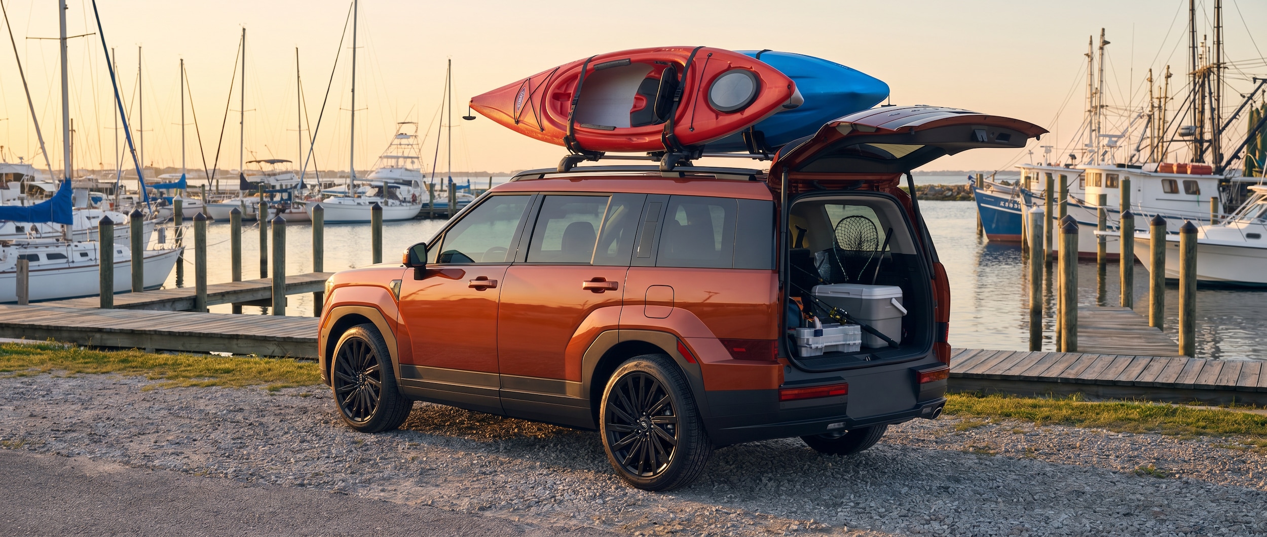 Hyundai Santa Fe with water sports gear at Panama City Marina, FL