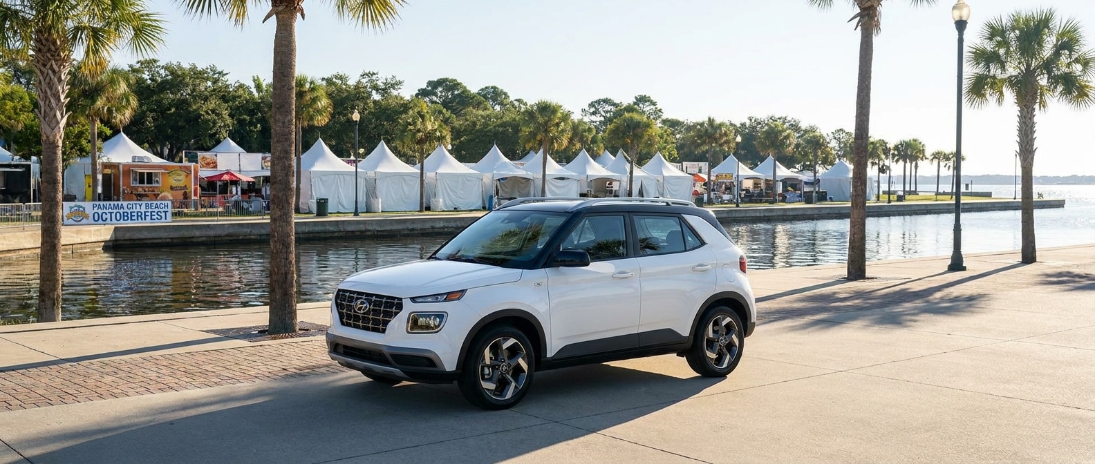 2026 Hyundai Venue parked at a Panama City Florida waterfront on a sunny fall morning
