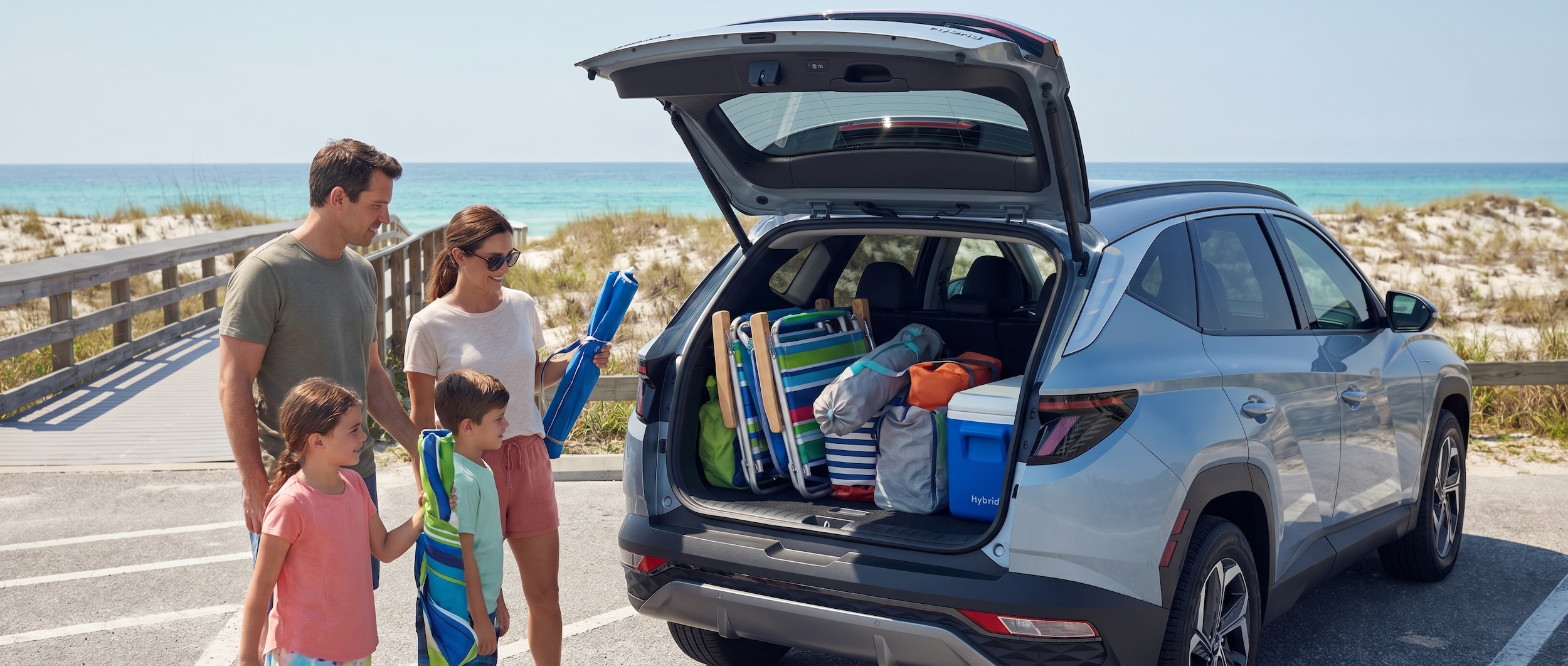 Hyundai Tucson and Santa Fe Hybrid SUVs comparison for Panama City FL families