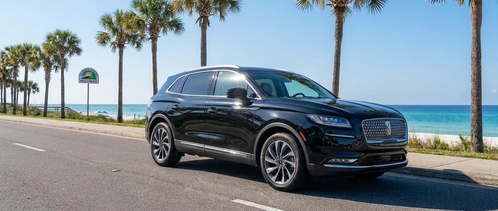 2026 Lincoln Nautilus Reserve on US-98 near Panama City, FL with Gulf Coast scenery