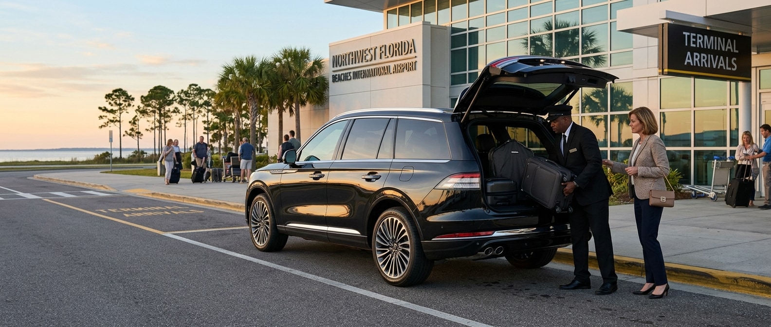 2027 Lincoln Aviator at Northwest Florida Beaches International Airport curb, Panama City FL