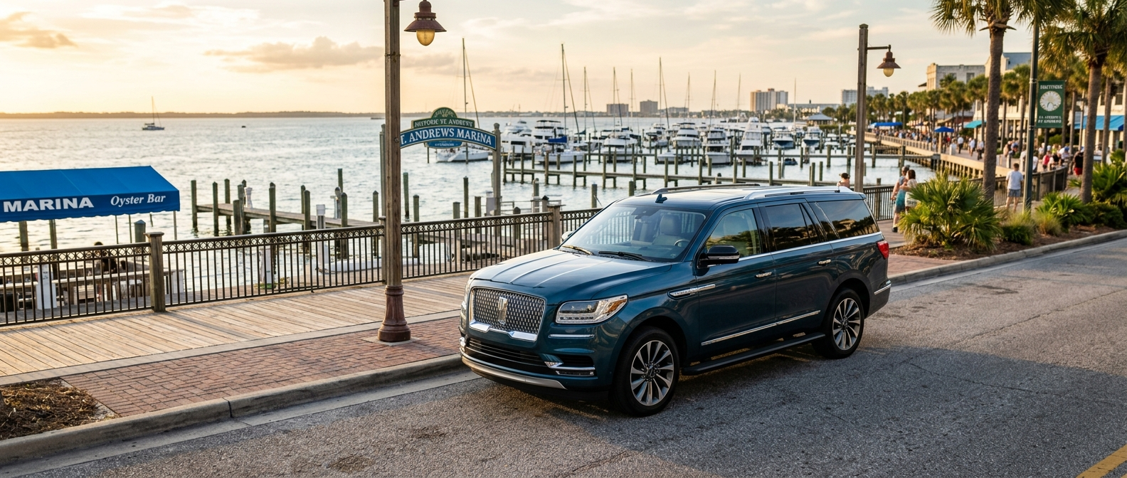 2026 Lincoln Navigator L on the Historic St. Andrews waterfront in Panama City, FL
