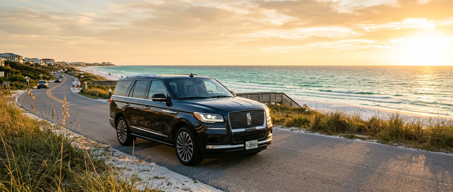 2026 Lincoln Navigator parked near Inlet Beach on Scenic Highway 30A in the Florida Panhandle
