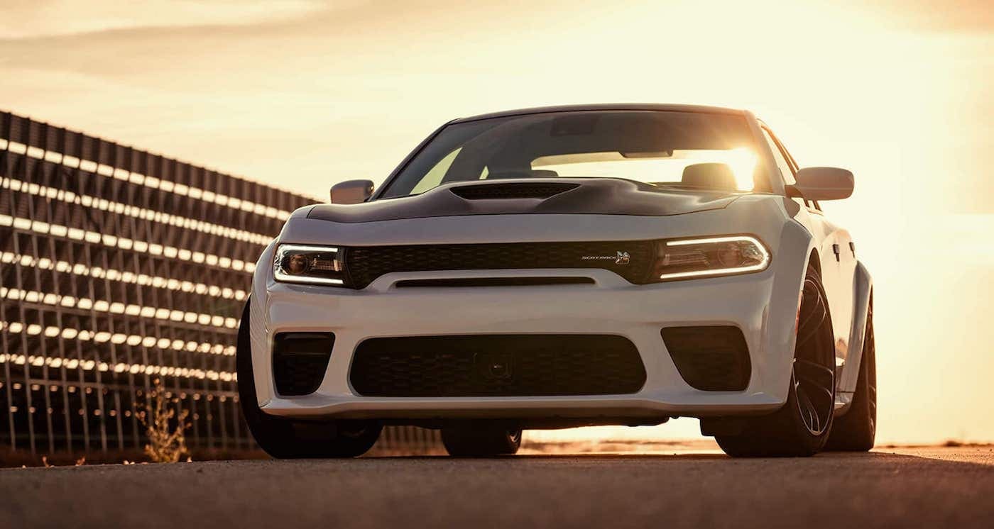 The 2021 Dodge Charger driving.