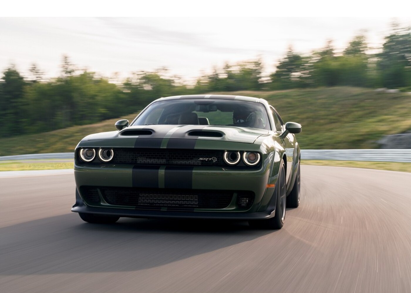 The 2021 Dodge Challenger taking a turn.