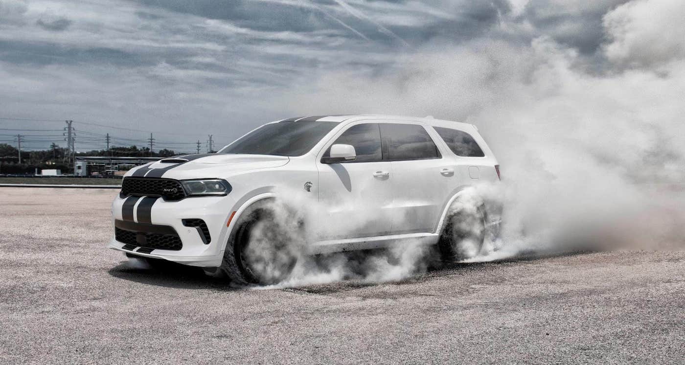 The 2021 Dodge Durango on a closed track.