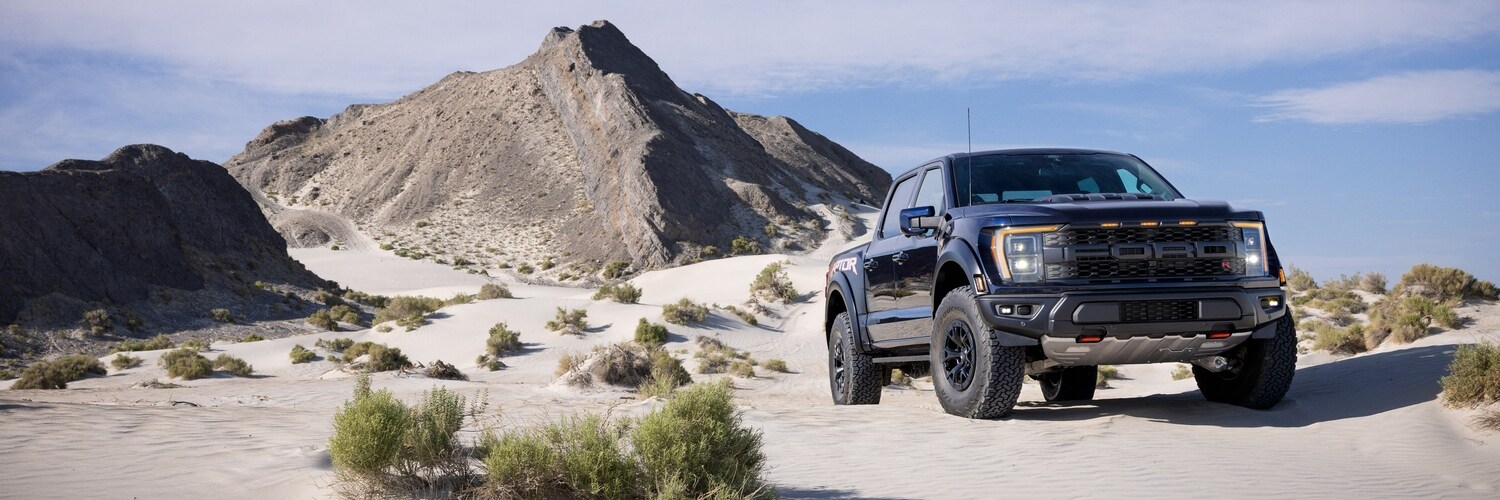 Ford F150 Raptor in mountainous terrain