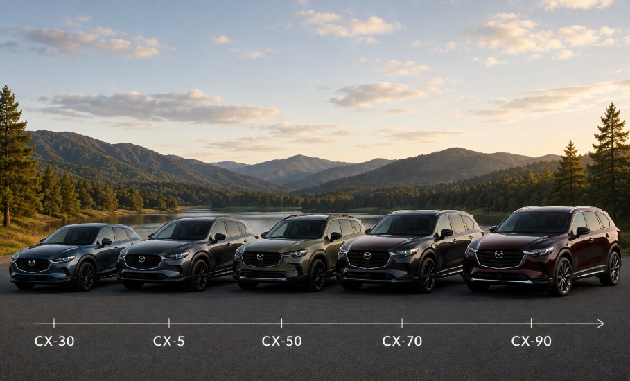 Mazda SUV lineup arranged from smallest to largest