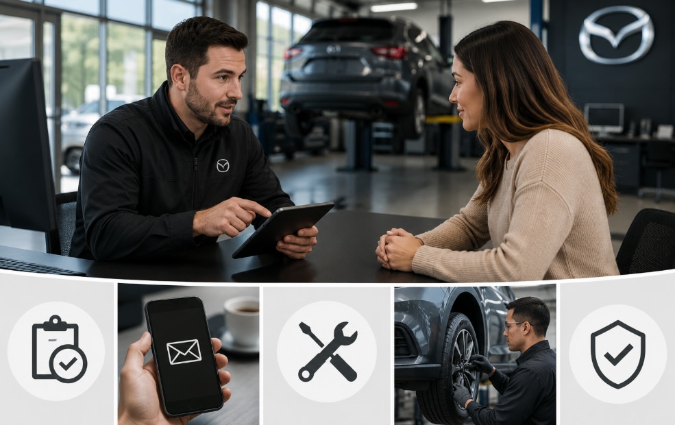 Mazda recall service consultation and vehicle inspection.