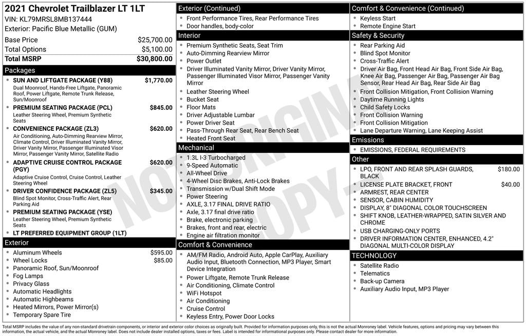 Used 2021 Chevrolet Trailblazer LT SUV