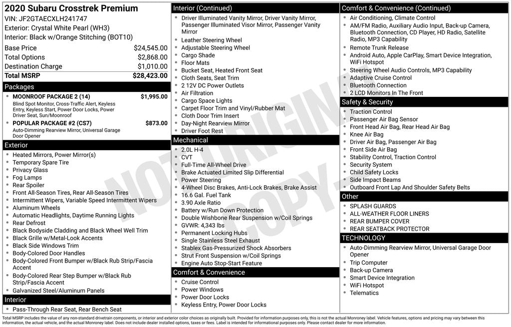Certified 2020 Subaru Crosstrek Premium SUV