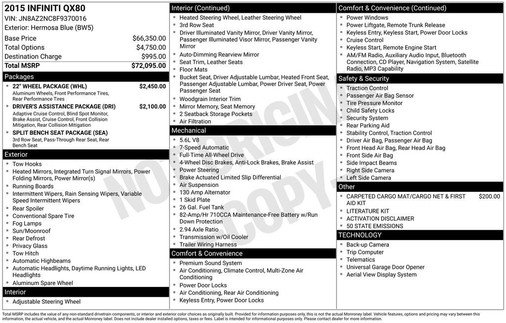 Used 2015 INFINITI QX80 5.6 SUV