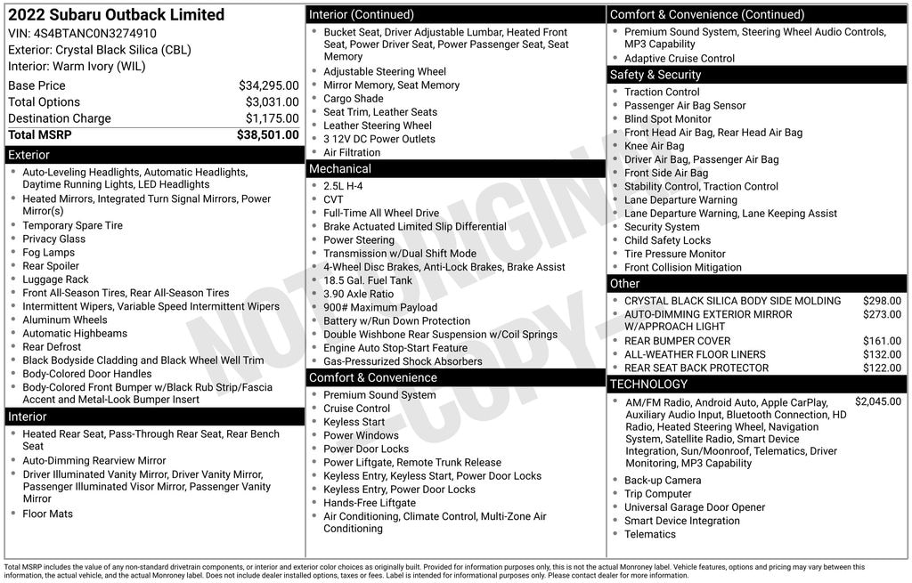 Certified 2022 Subaru Outback Limited SUV