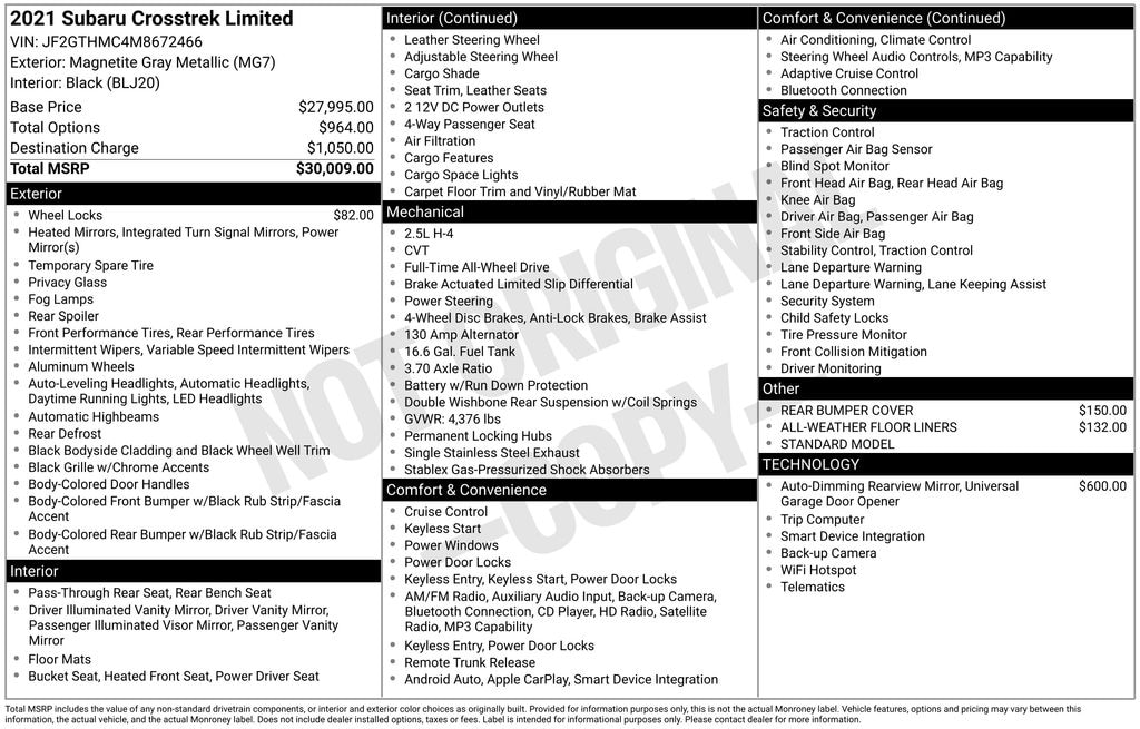 Certified 2021 Subaru Crosstrek Limited SUV