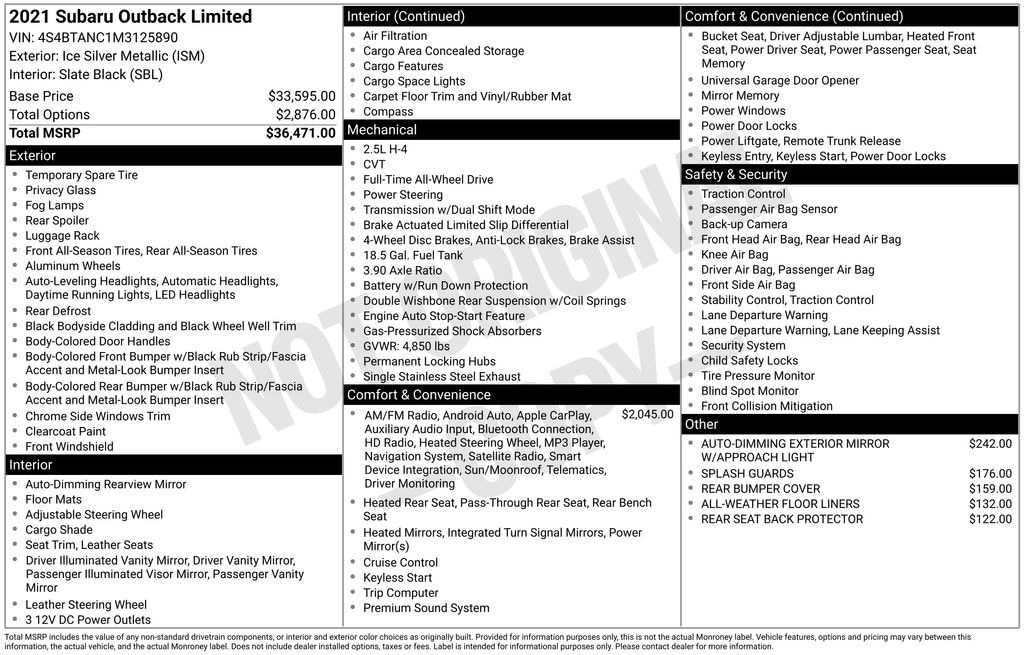 Used 2021 Subaru Outback Limited SUV