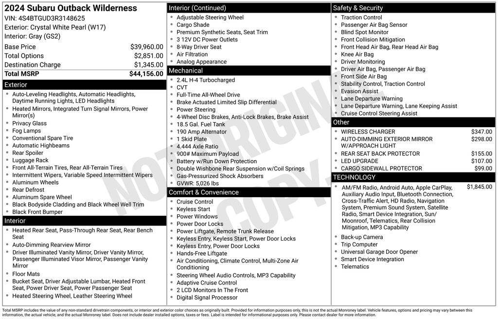 Used 2024 Subaru Outback Wilderness SUV