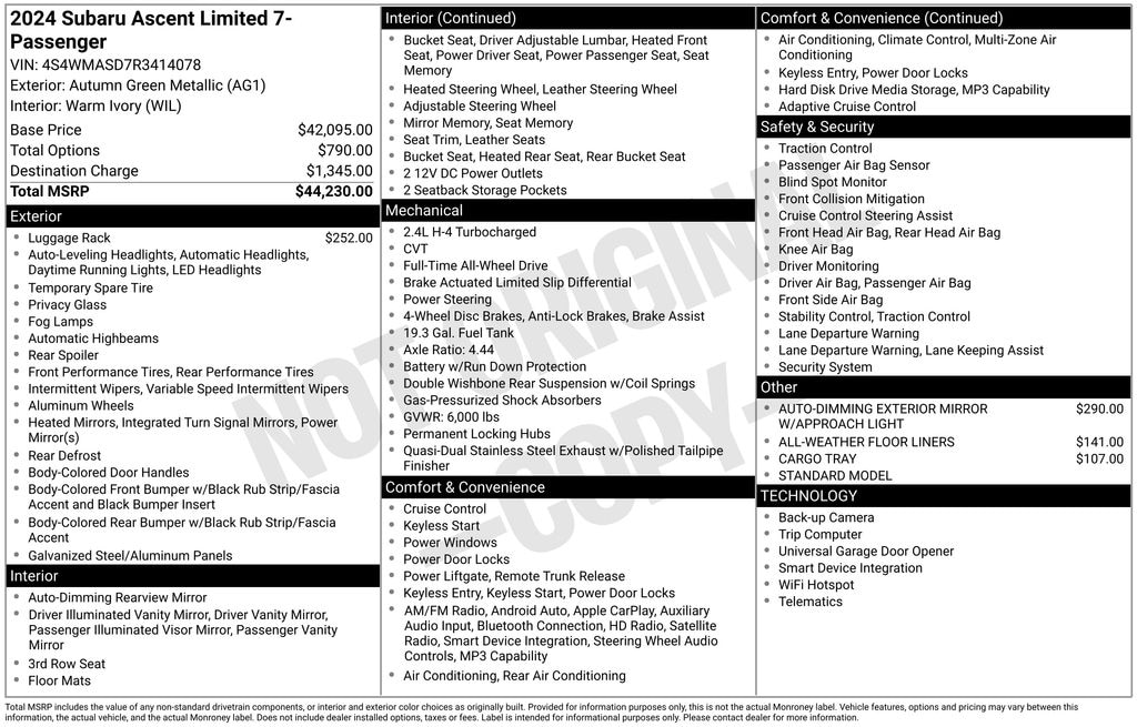 Certified 2024 Subaru Ascent Limited SUV