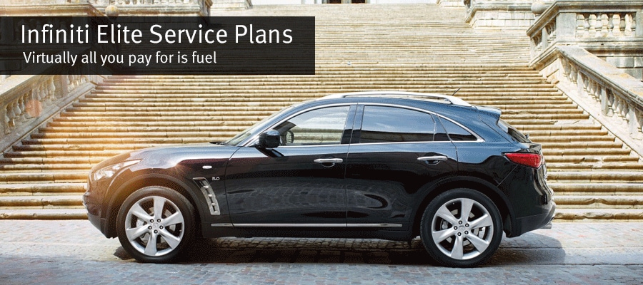 Image of a 2015 INFINITI QX70 SUV with the title INFINITI Elite Service Plans. Virtually all you pay for is fuel.