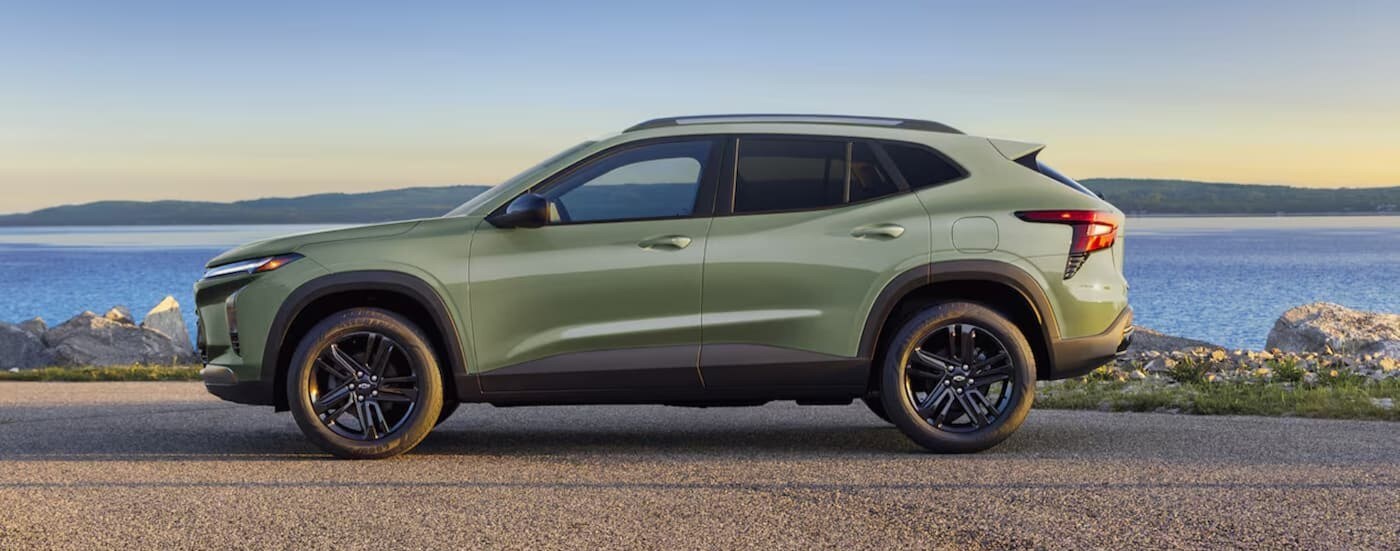 A parked green 2025 Chevy Trax for sale near North Adams.