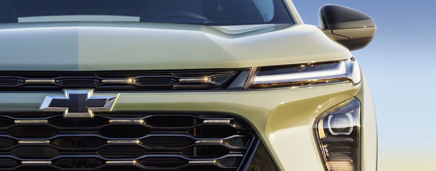 A close-up of the grille on a 2025 Chevy Trax for sale near Pittsfield.