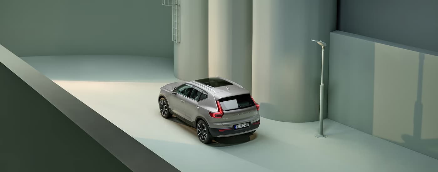 A top down view of a grey 2025 Volvo XC40.