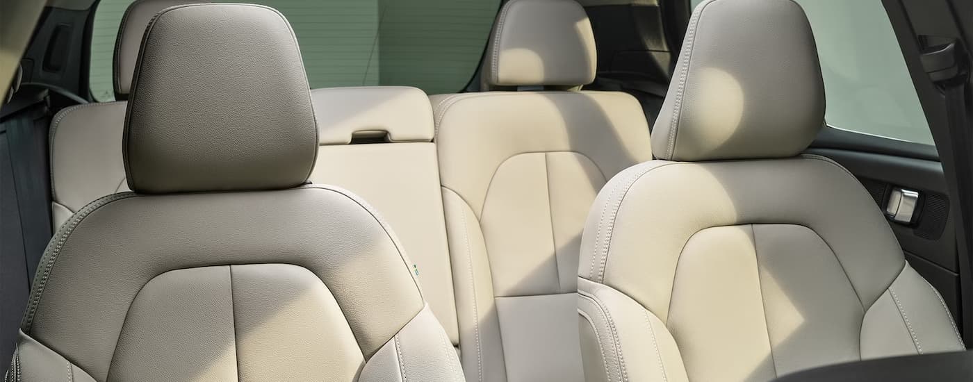 The tan interior of a 2025 Volvo XC40 for sale near Pittsfield.