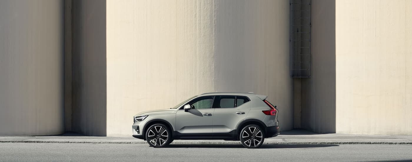 Side view of a grey 2024 Volvo XC40.