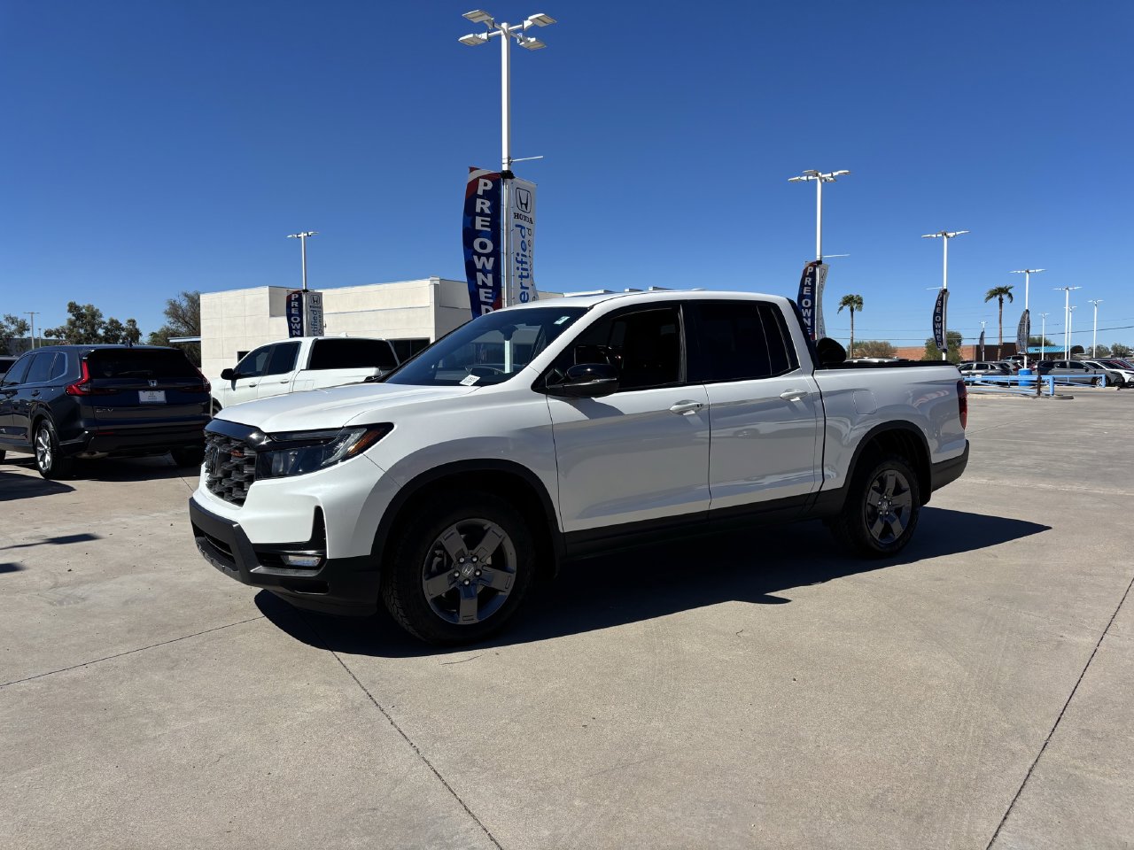 Platinum White 2024 Honda Ridgeline Pickup Truck All-Wheel Drive 9-Speed Automatic
