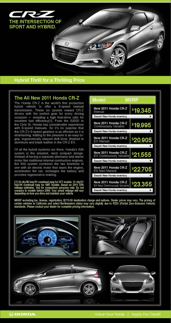 2011 Honda CR-Z EX Nav Hybrid Hatchback