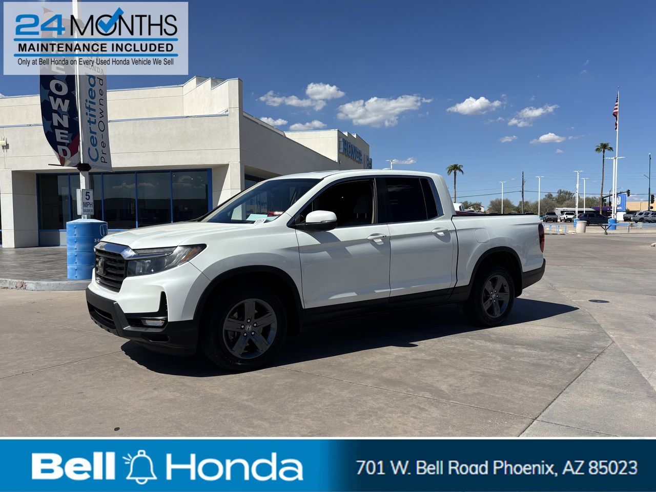 White 2022 Honda Ridgeline Pickup Truck All-Wheel Drive 9-Speed Automatic