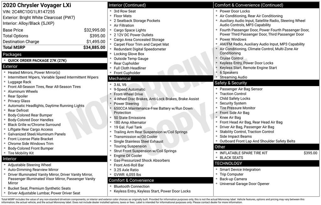 Used 2020 Chrysler Voyager LXI