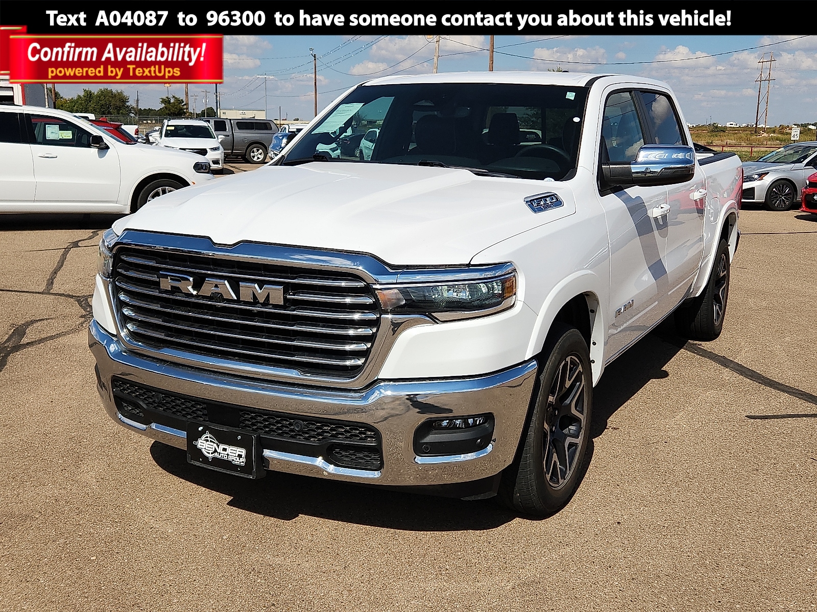 Bright White Clearcoat 2025 RAM 1500 Laramie Crew Cab 4WD Pickup Truck Four-Wheel Drive 8-Speed Automatic