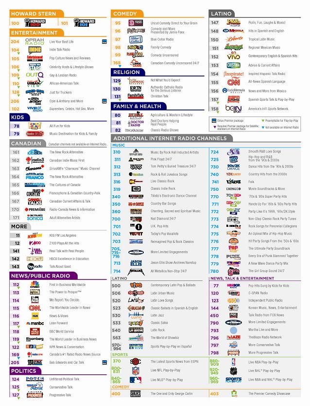 Sirius Xm Channel List Printable Sirius Xm Channel List Printable