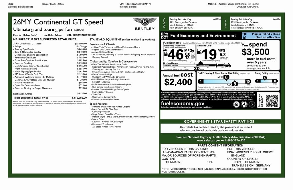 New 2026 Bentley Continental GT Speed