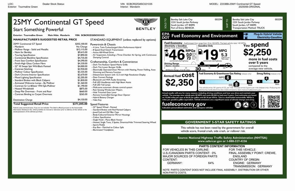 New 2025 Bentley Continental GT Speed