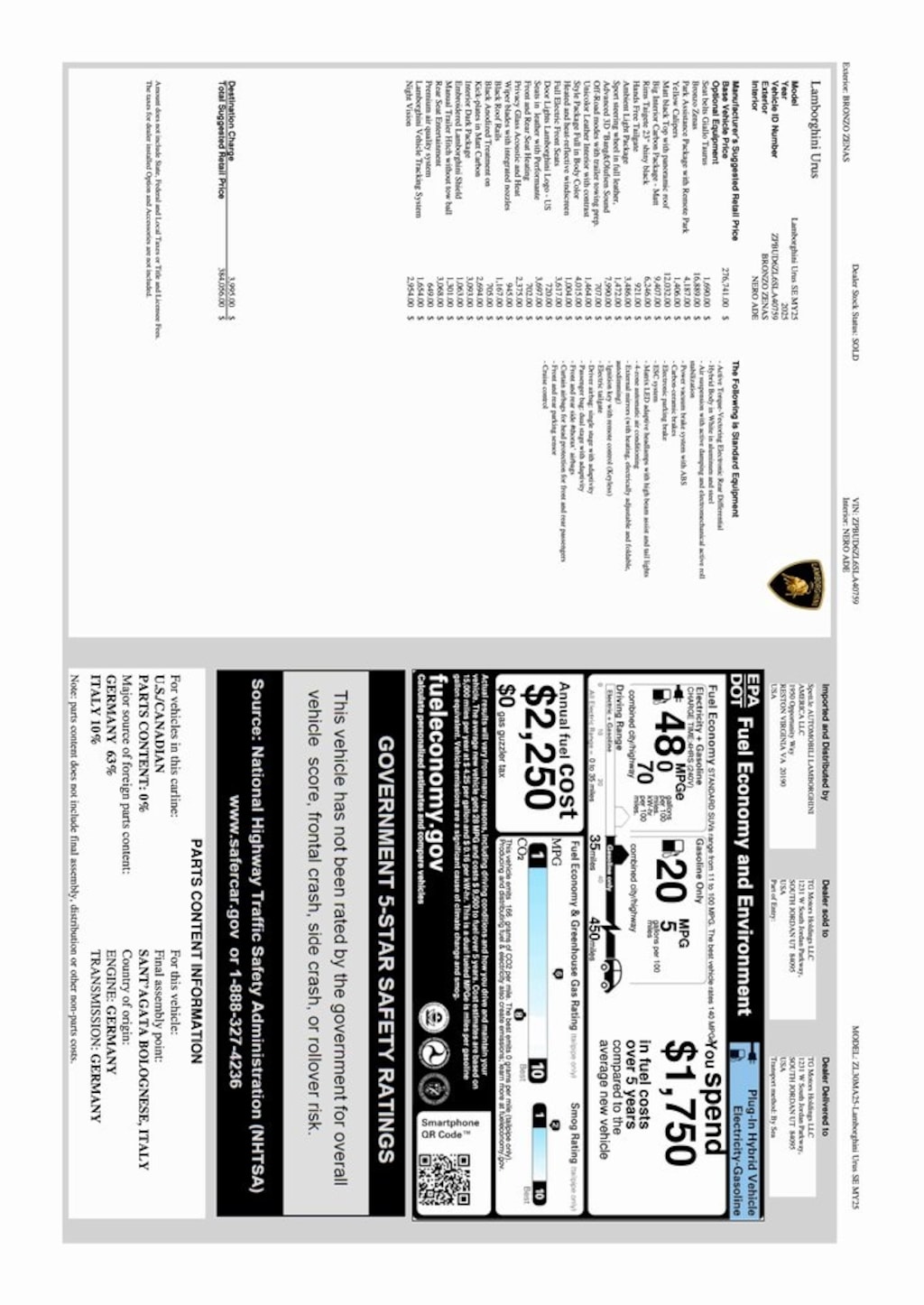 New 2025 Lamborghini Urus SE SUV