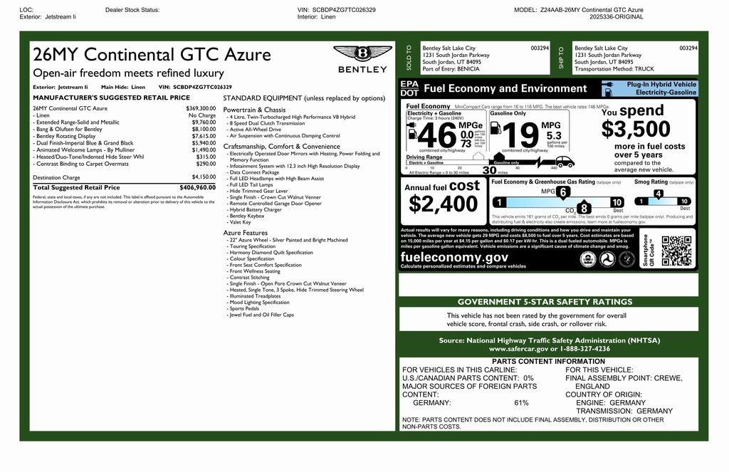 New 2026 Bentley Continental GTC
