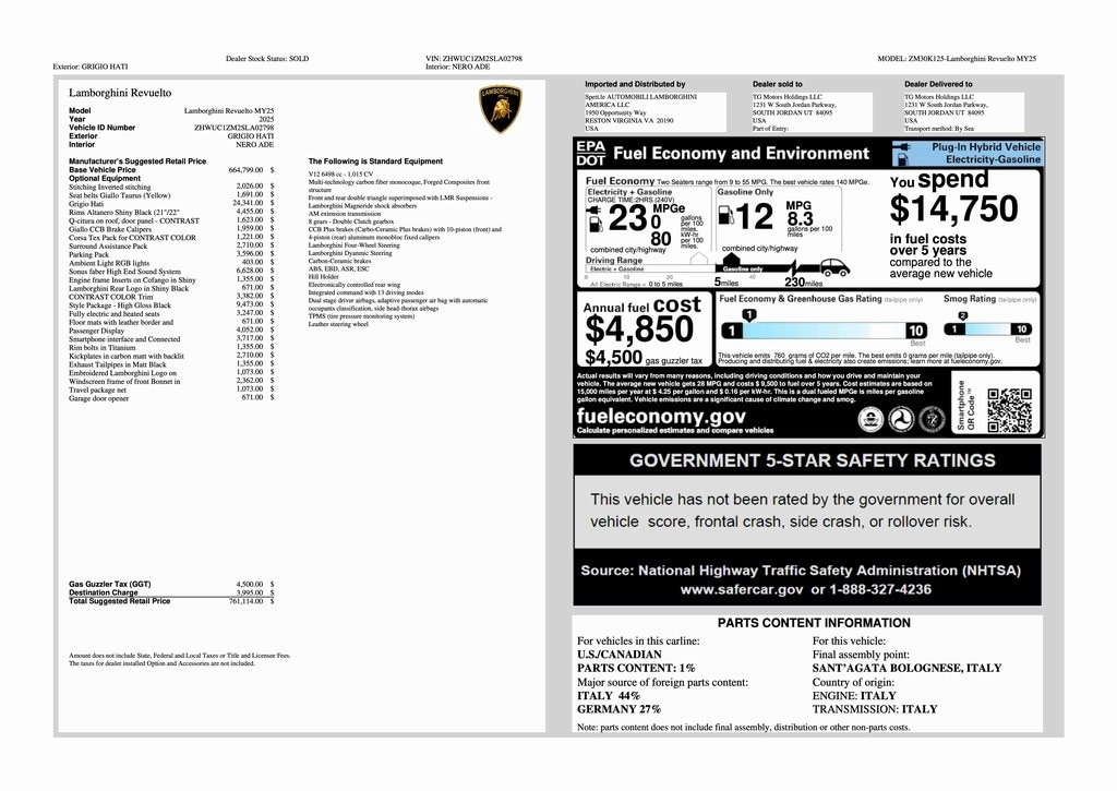 New 2025 Lamborghini Revuelto Coupe