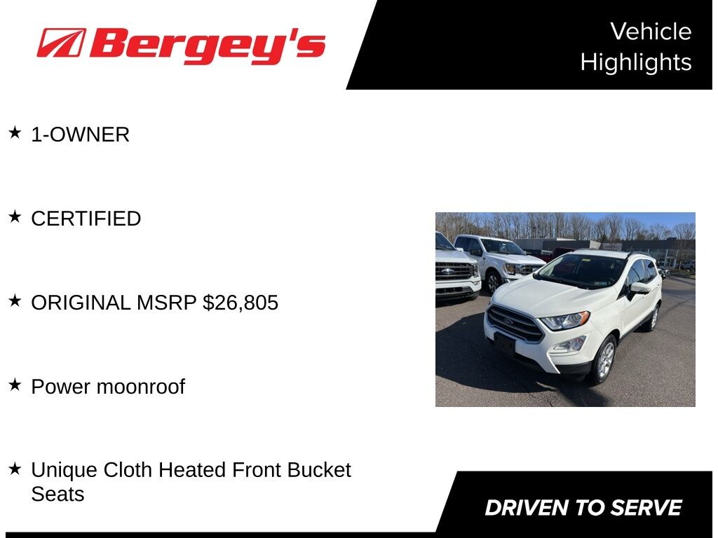 Certified 2022 Ford EcoSport SE AWD with a Moonroof SUV