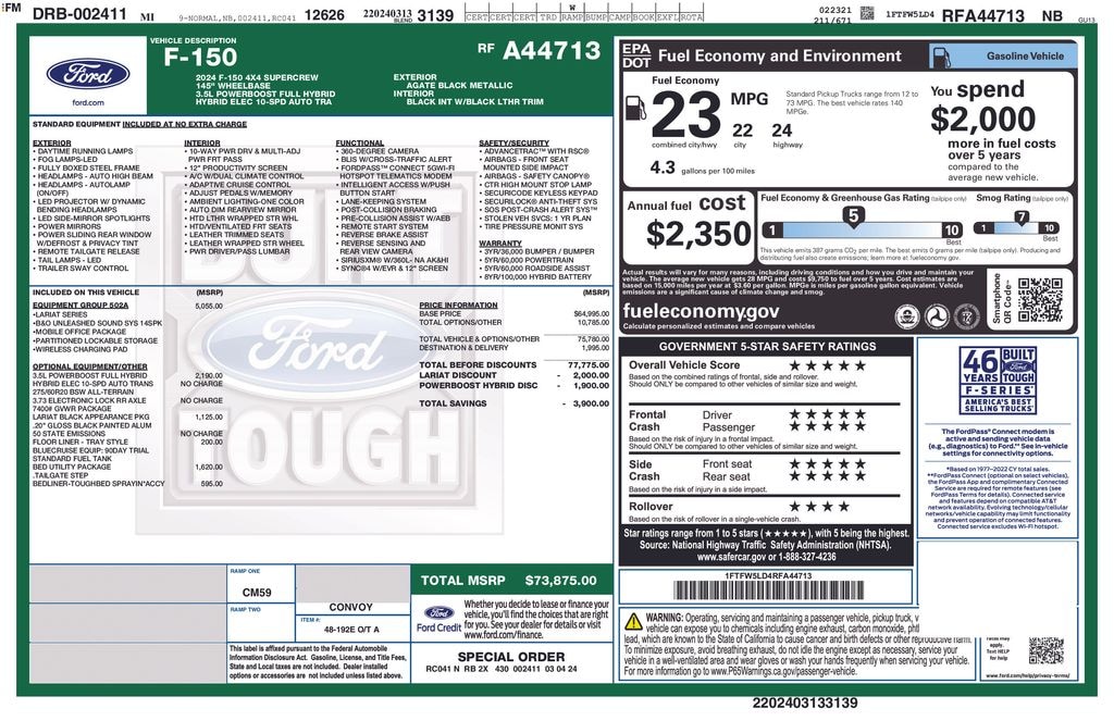Used 2024 Ford F-150 Lariat Hybrid Truck