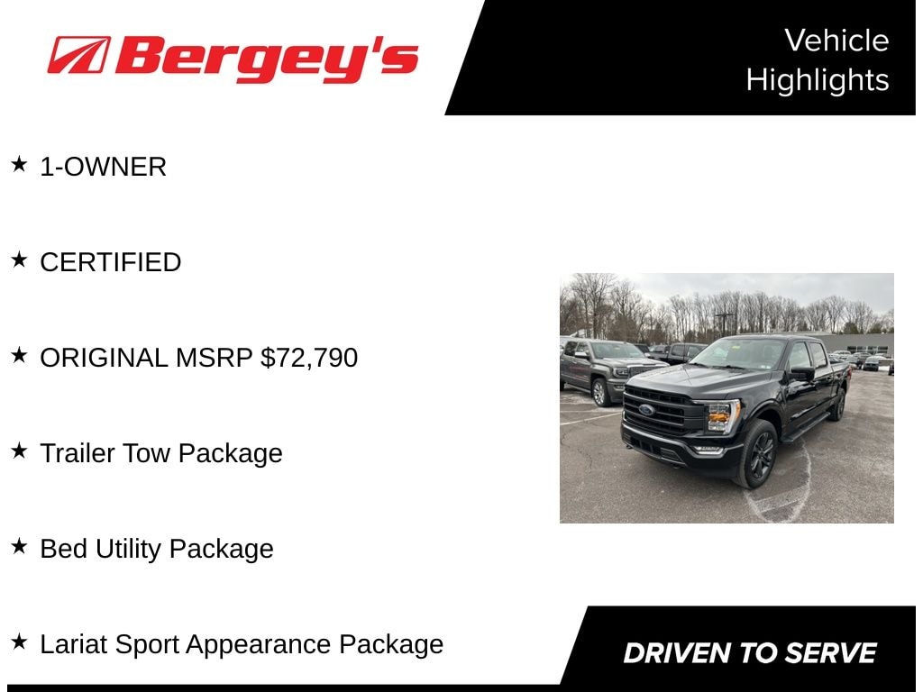 Certified 2023 Ford F-150 Lariat 3.5L Sport with Pro Power Onboard Truck