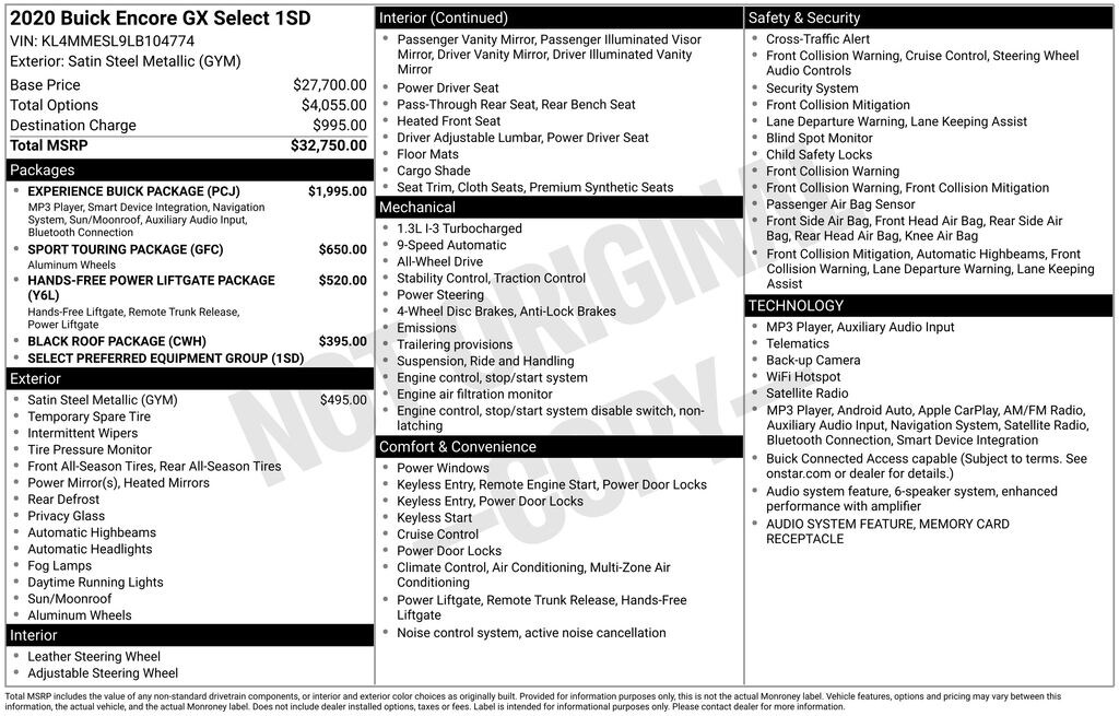 Used 2020 Buick Encore GX Select SUV