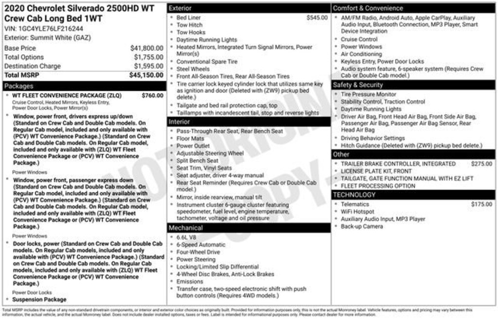 Used 2020 Chevrolet Silverado 2500 HD Work Truck Truck