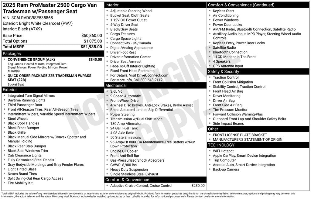 Used 2025 Ram Promaster 2500 High Roof Cargo Van