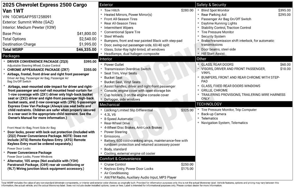 2025 Chevrolet Express Cargo Work Van - Photo 21