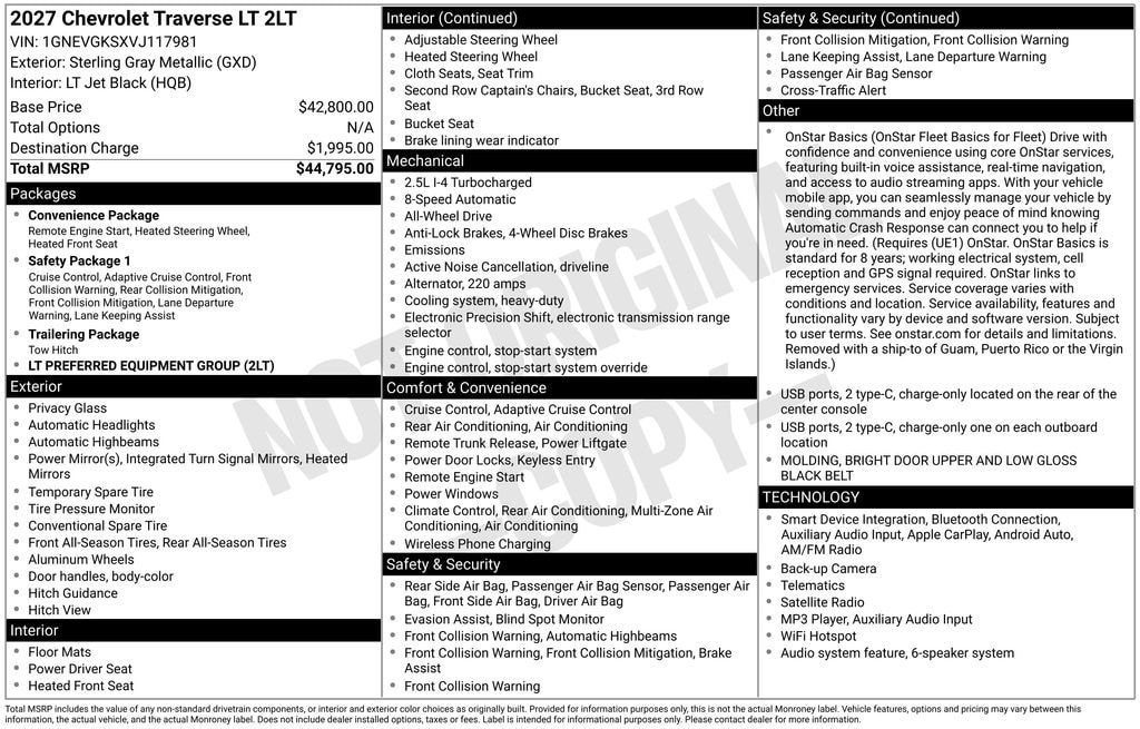 2027 Chevrolet Traverse LT - Photo 27